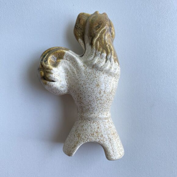 Vintage Glazed Ceramic Lufkin Pottery Rooster Chicken‎ Figurine White Gold - Picture 4 of 6